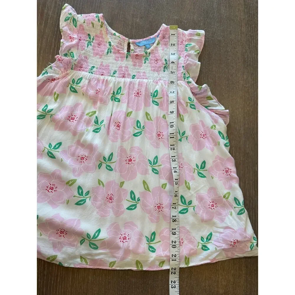 DRAPER JAMES Pink Floral Ruffle Sleeve Shirt Top Women size S Romantic Ruffles - Picture 7 of 8